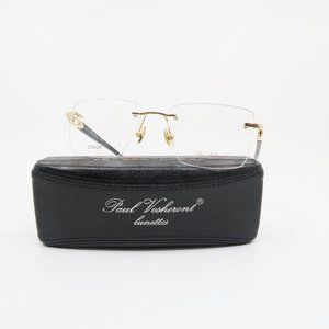 Paul Vosheront PV 628 C1 23K Gold Plated Gold Rectangular Rimless New Eyeglasses